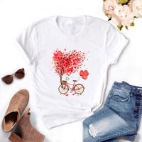 Kobiety rower Vogue czarny T Shirt dziewczyna Harajuku koreański styl graficzny top 2020 Kawaii kobiet T-shirt,Drop Ship 4